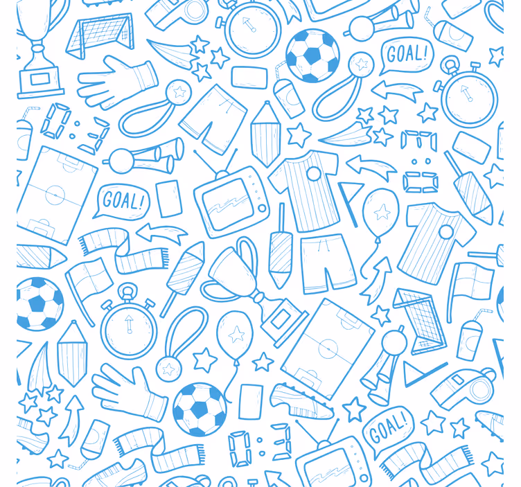 Papel mural azul ilustración de doodles de fútbol - TenVinilo