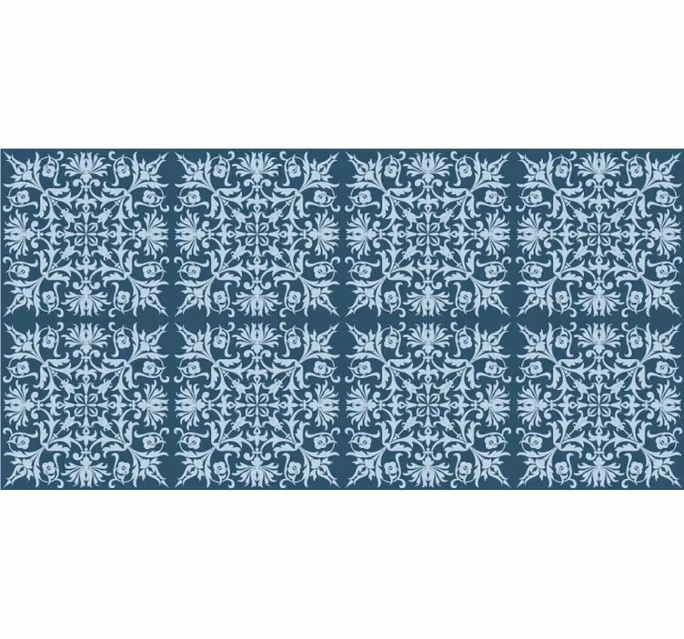 Papel mural azul con patrón floral provincial francés - TenVinilo