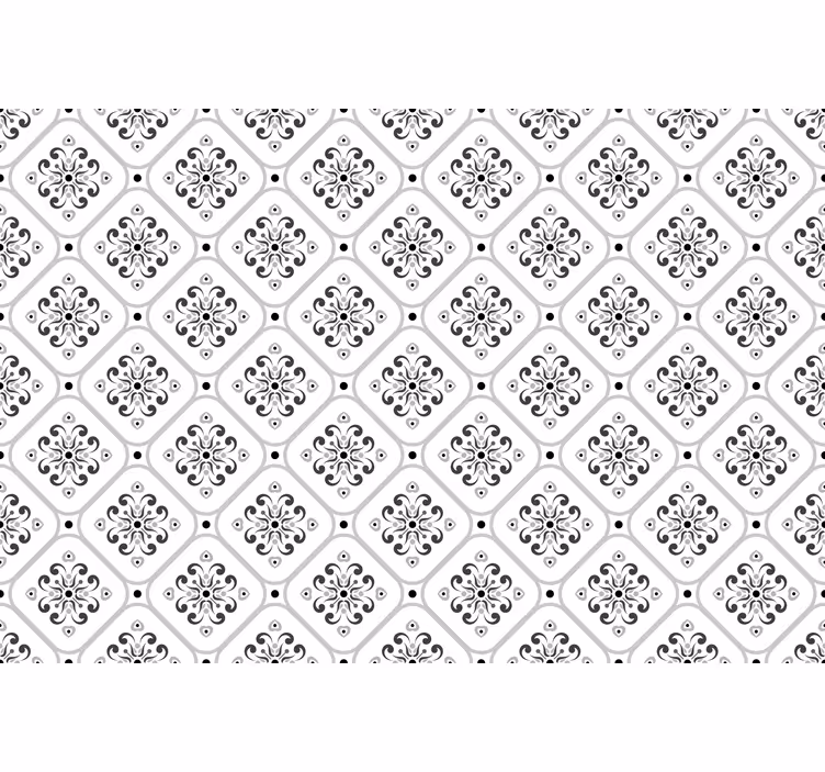 Papel mural blanco con patrón de mosaico gris clásico - TenVinilo