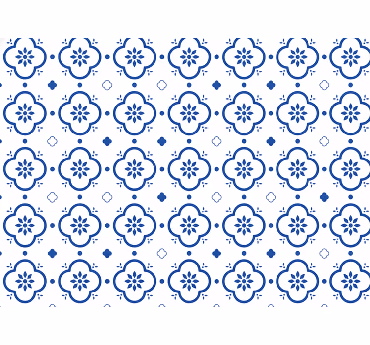 Papel mural blanco azulejos azules - TenVinilo