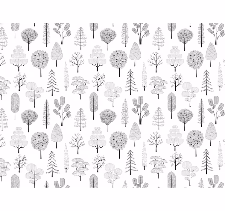 Papel mural blanco con diseño de árbol - TenVinilo