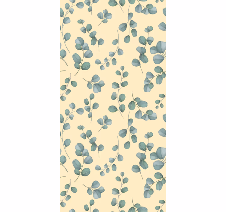Papel mural beige con diseño de hojas de eucalipto - TenVinilo