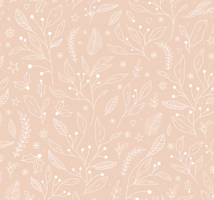 Papel mural beige plantas navideñas - TenVinilo