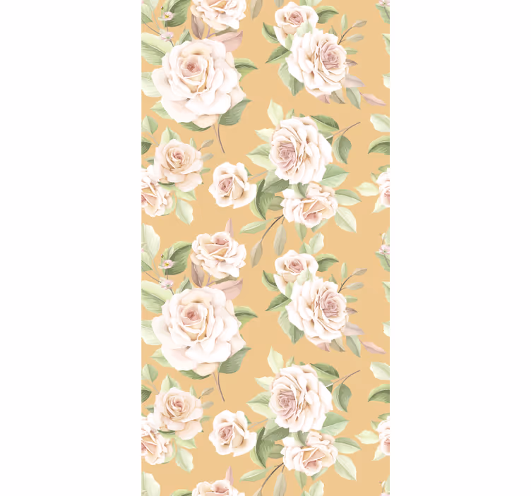 Papel mural beige con patrón de rosas provinciales - TenVinilo