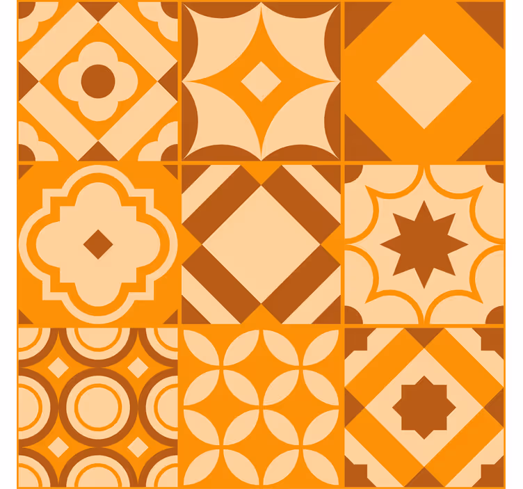 Papel mural naranja azulejos rústicos - TenVinilo