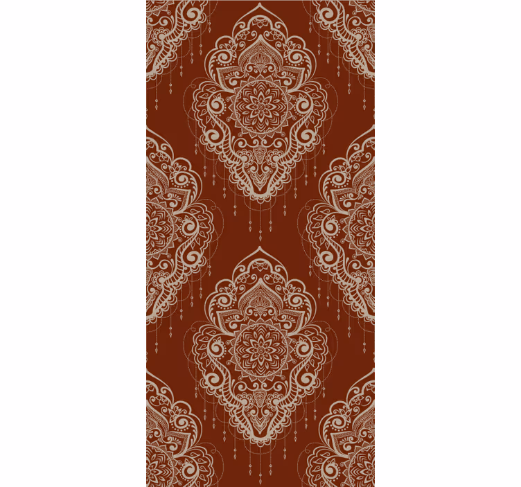 Papel mural rojo ornamento mehndi elegante - TenVinilo