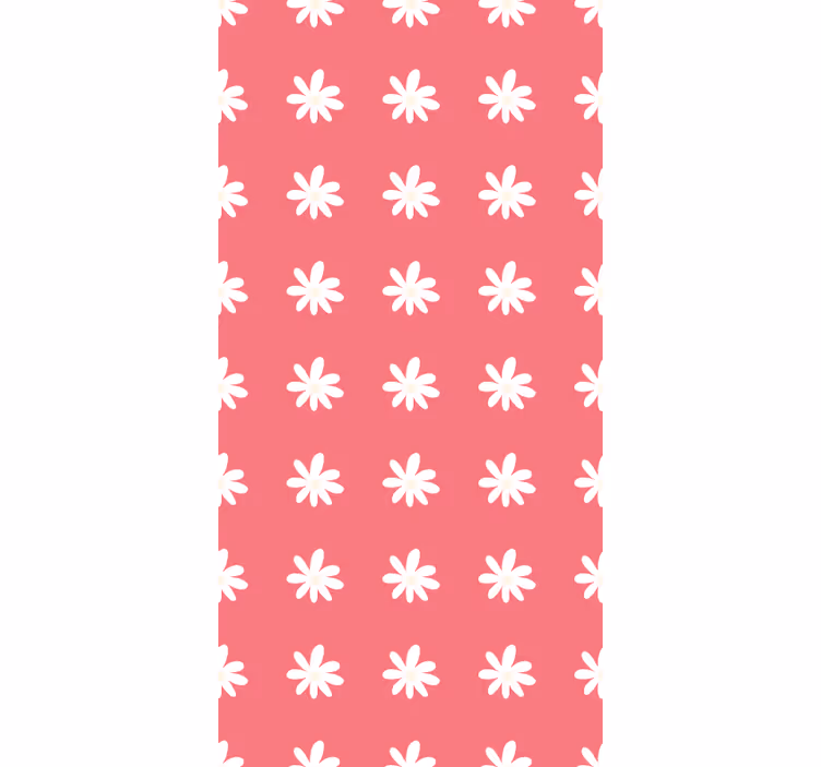 Papel mural rojo con flores en fondo rosa - TenVinilo