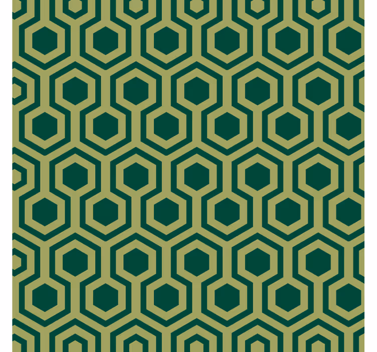 Papel mural verde azulejos hexagonales vintage - TenVinilo