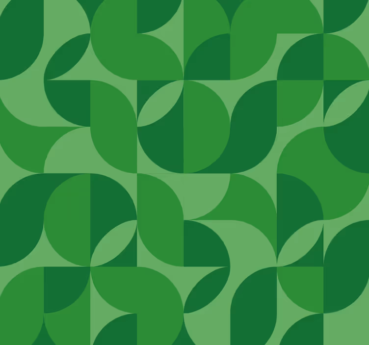Papel mural verde geométrico retro - TenVinilo
