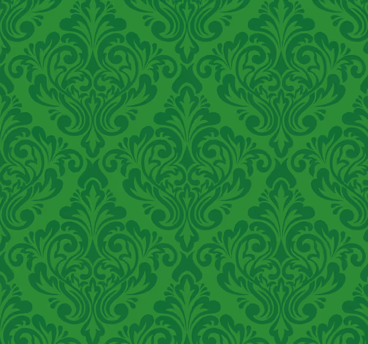 Papel mural verde damasco floral - TenVinilo