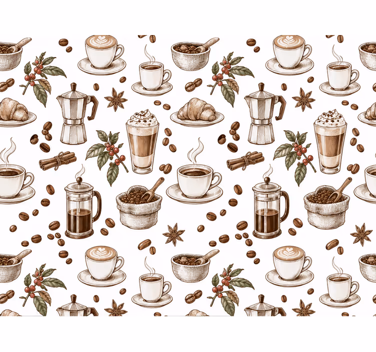 Papel mural cocina tipos de café - TenVinilo
