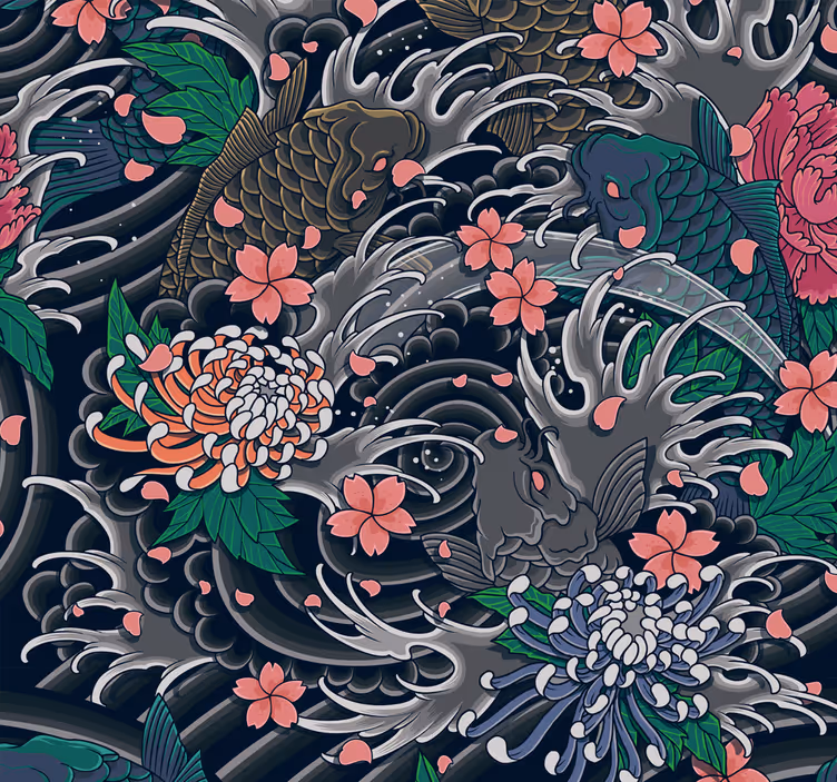 Papel pintado vintage estilo oriental - TenVinilo