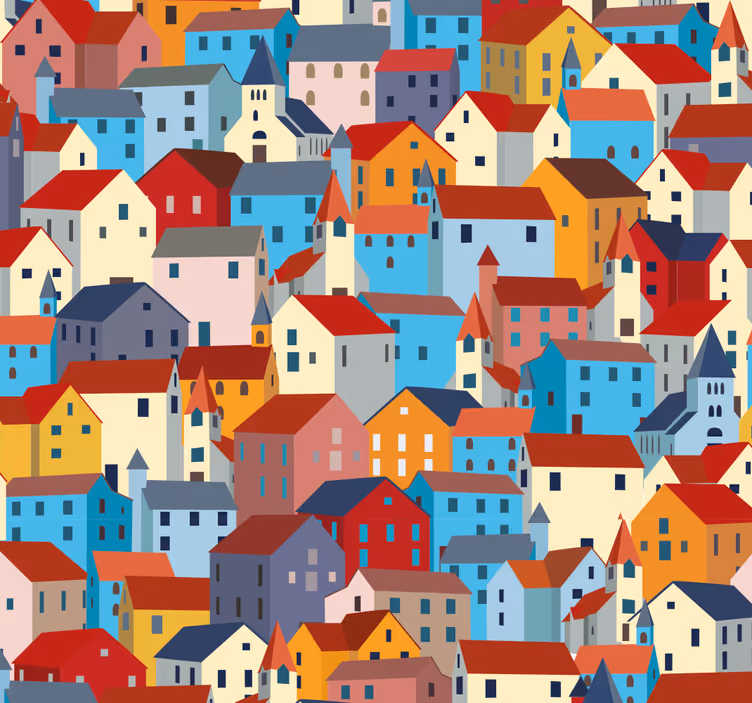 Papel mural ciudades mosaico urbano - TenVinilo