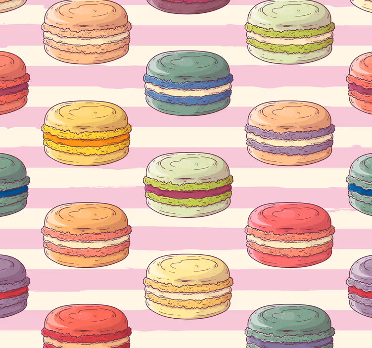 Papel mural cocina patrón de macarons coloridos - TenVinilo