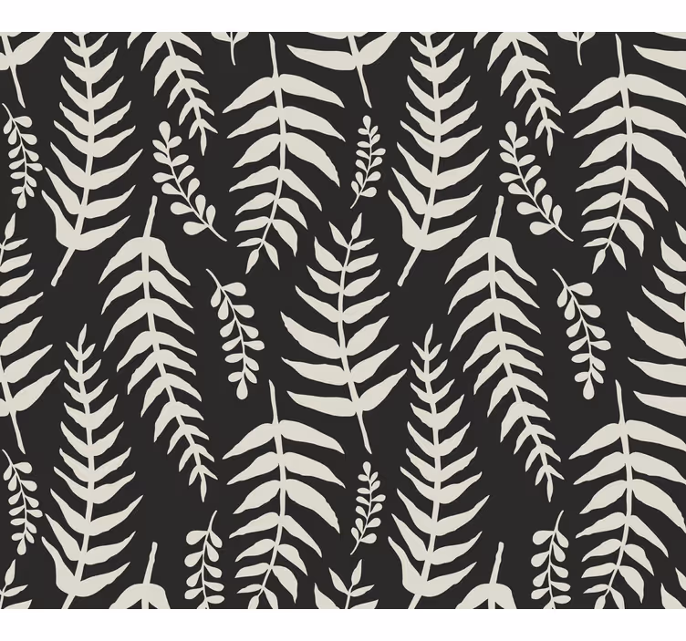 Papel pintado de flores de helechos negros - TenVinilo