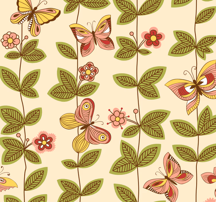 Papel pintado flores y hojas vintage - TenVinilo