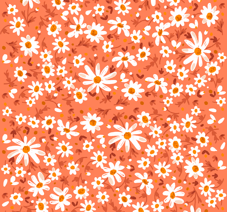 Papel pintado de flores margarita de los 70 - TenVinilo