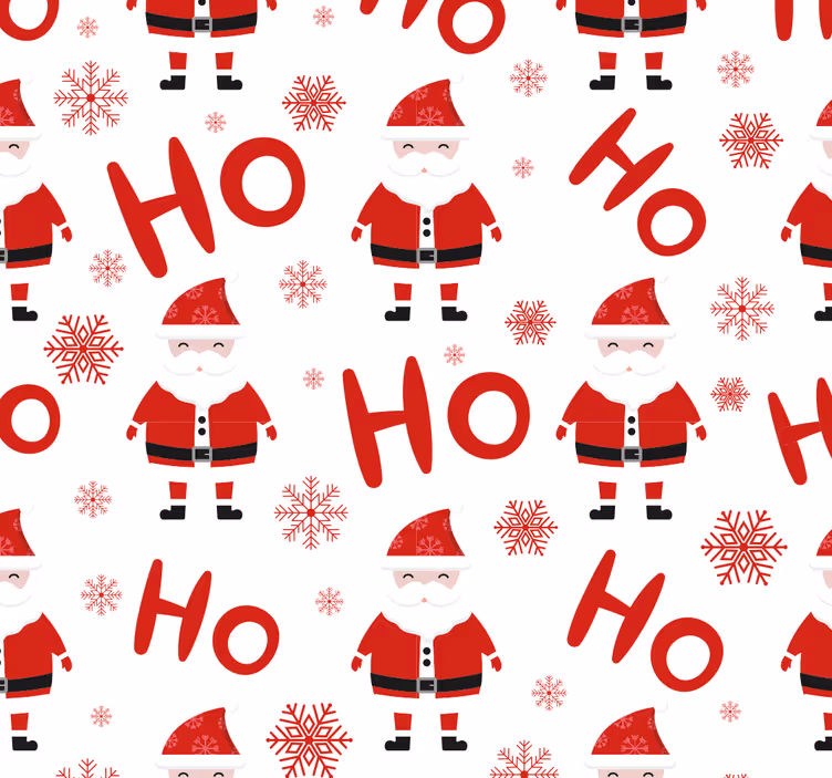 Papel mural navideño patrón alegre de papá noel rojo - TenVinilo