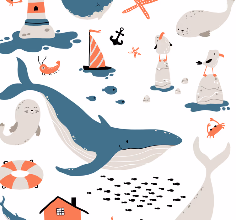 Papel pintado infantil bajo el mar - TenVinilo