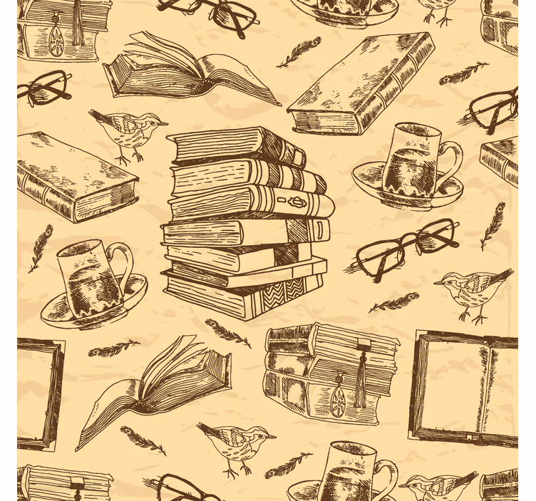Papel mural arte bocetos literarios - TenVinilo
