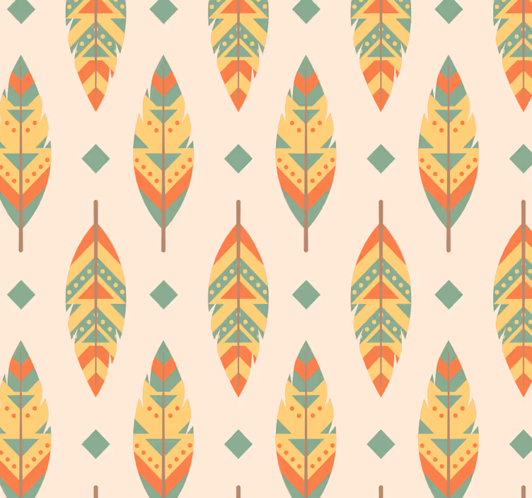 Papel mural living comedor patrón de hoja moderno - TenVinilo