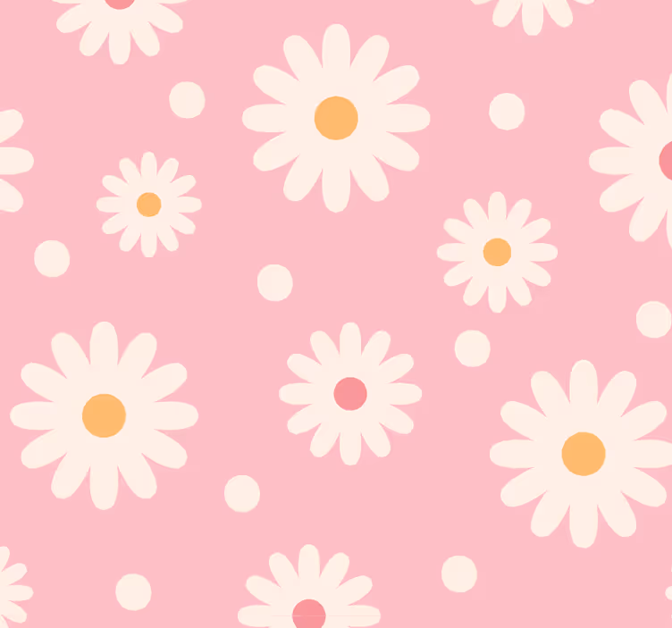 Papel pintado flores margaritas vintage  - TenVinilo