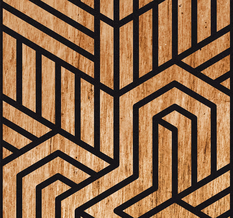 Papel pintado madera patrón geométrico - TenVinilo