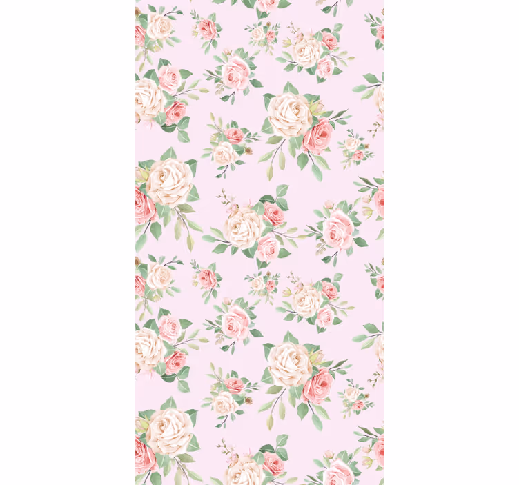 Papel pintado flores peonías tonos rosados - TenVinilo