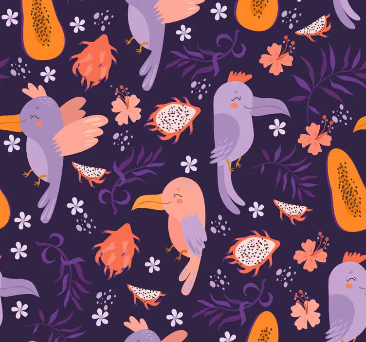 Papel pintado animal loro tropical morado - TenVinilo