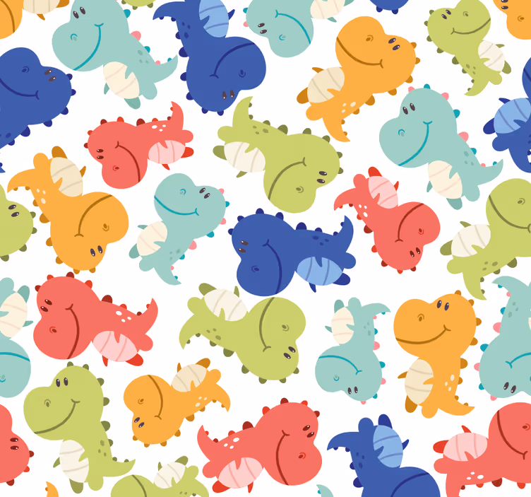 Papel mural dinosaurios patrón de dinosaurio alegre - TenVinilo