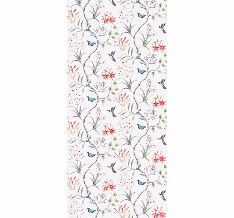 Papel mural floral patrón de pájaro floral - TenVinilo