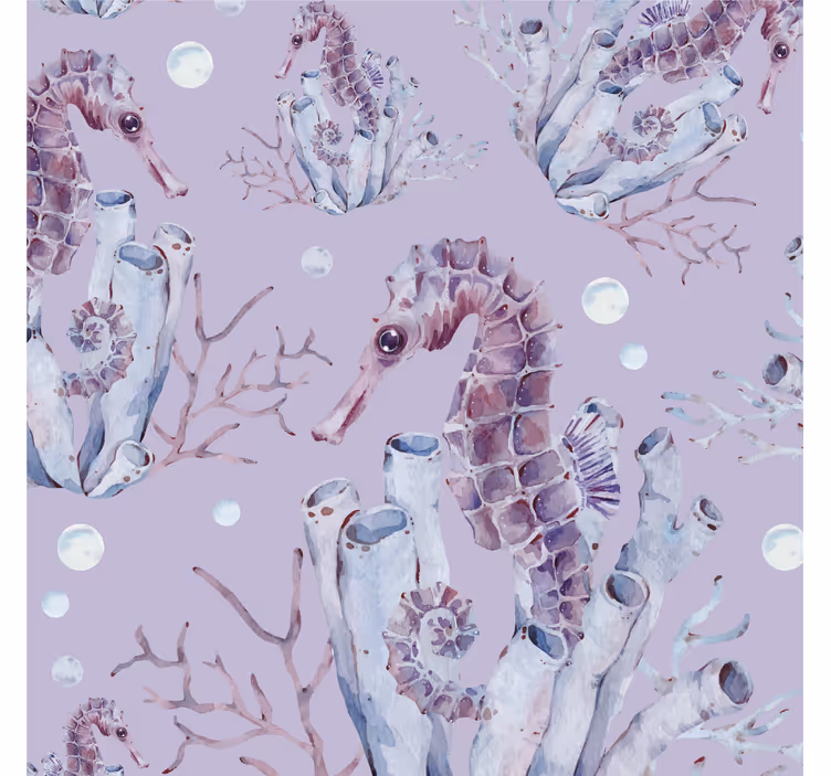 Papel mural animal ilustración de caballito de mar - TenVinilo
