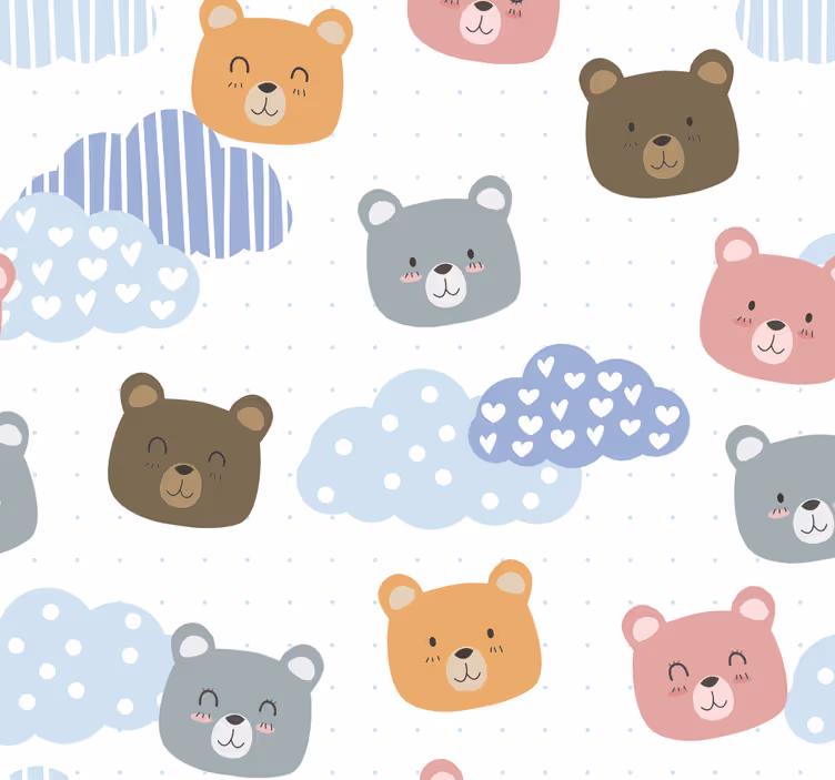 Papel pintado animal Sonrisa de oso minimalista - TenVinilo