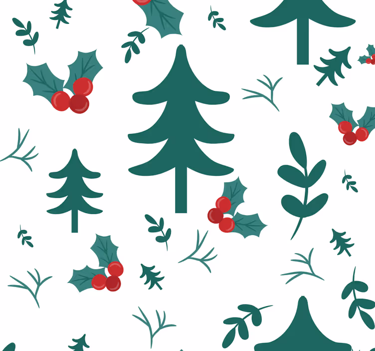 Papel mural navideño patrón de árbol festivo - TenVinilo