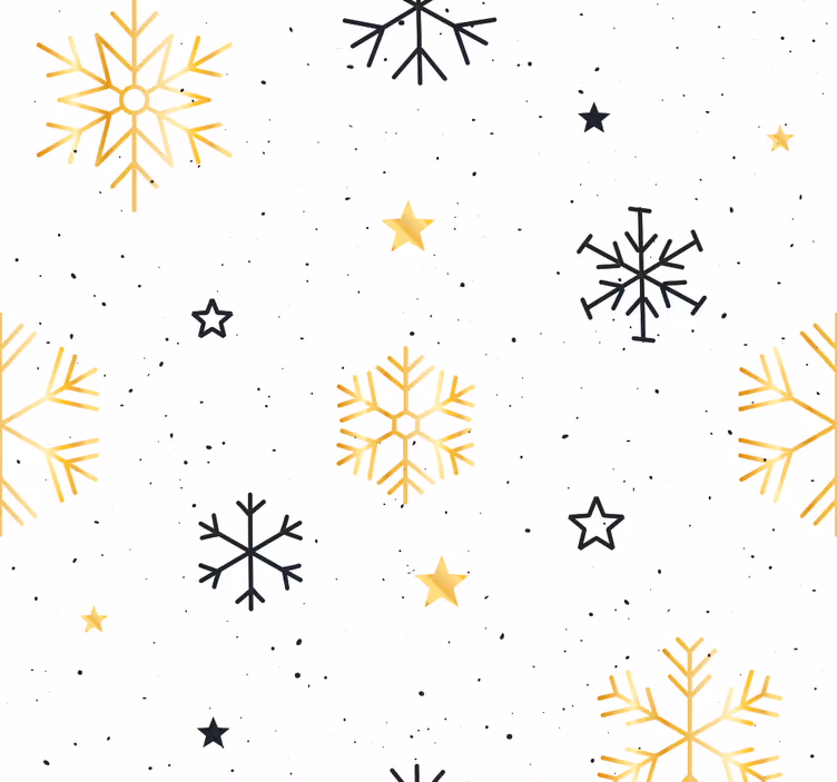 Papel mural navideño patrón de copos de nieve estrellados - TenVinilo