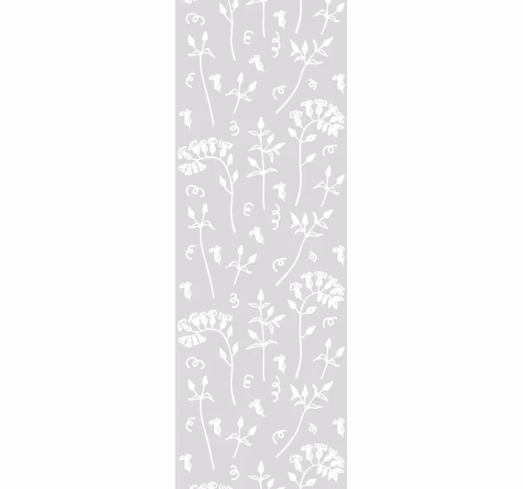 Papel mural dormitorio gris flores dibujadas - TenVinilo