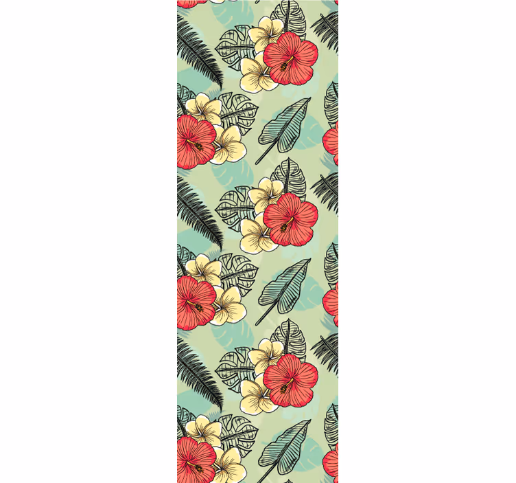 Papel pintado flores arreglo tropical verde - TenVinilo
