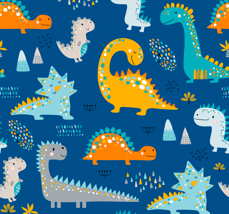 Papel mural dinosaurios patrón de dinosaurios - TenVinilo