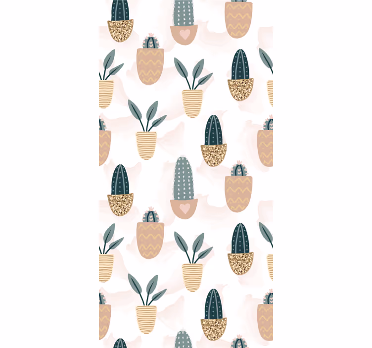 Papel mural naturaleza patrón de cactus en maceta - TenVinilo
