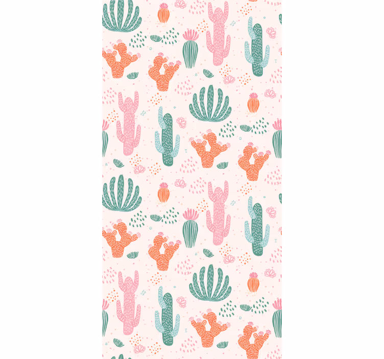 Papel pintado naturaleza Patrón de cactus de colores retro - TenVinilo