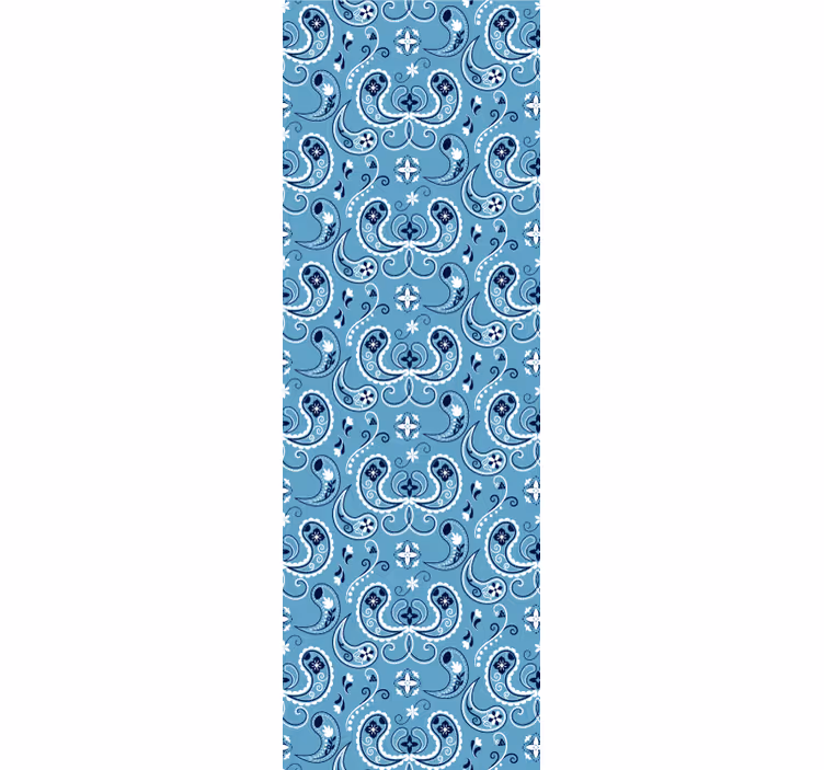 Papel mural azul motivo de azulejo adornado - TenVinilo