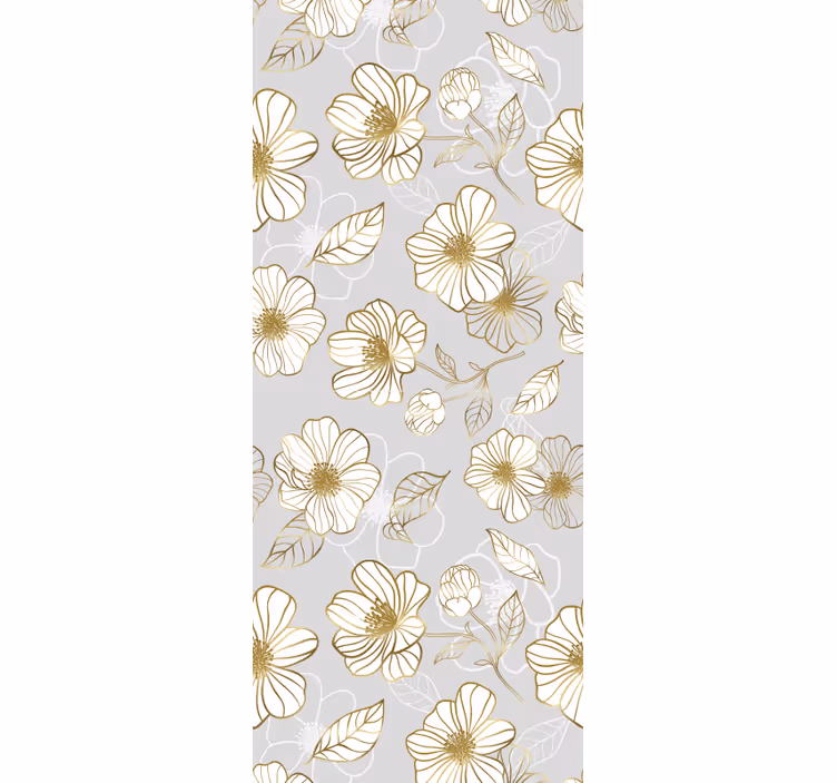 Papel mural floral patrón floral dorado - TenVinilo