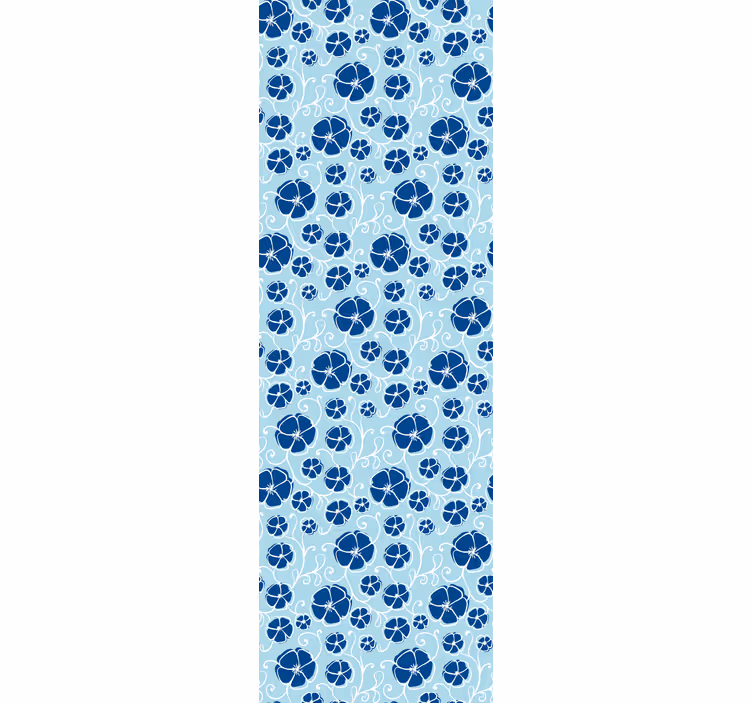 Papel mural floral azulejos florales azules - TenVinilo