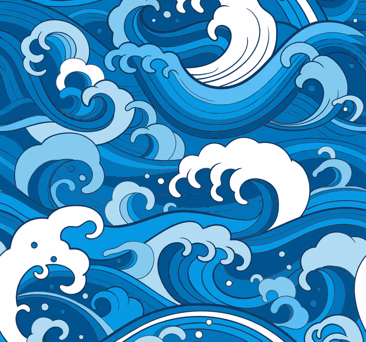 Papel pintado paisaje Ondas de estilo japonés - TenVinilo