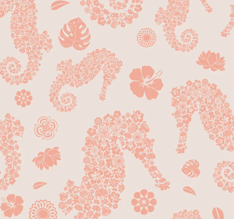 Papel pintado animal caballitos de mar rosados - TenVinilo