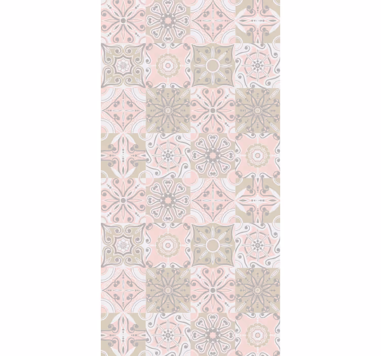 Papel pintado azulejos de cocina rosa y gris - TenVinilo