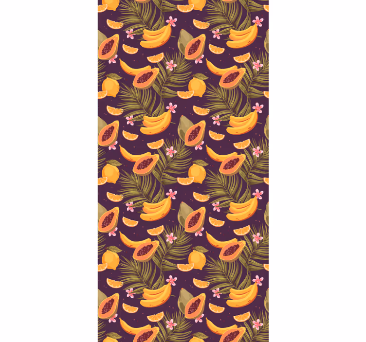Papel mural comedor motivo de frutas tropicales - TenVinilo