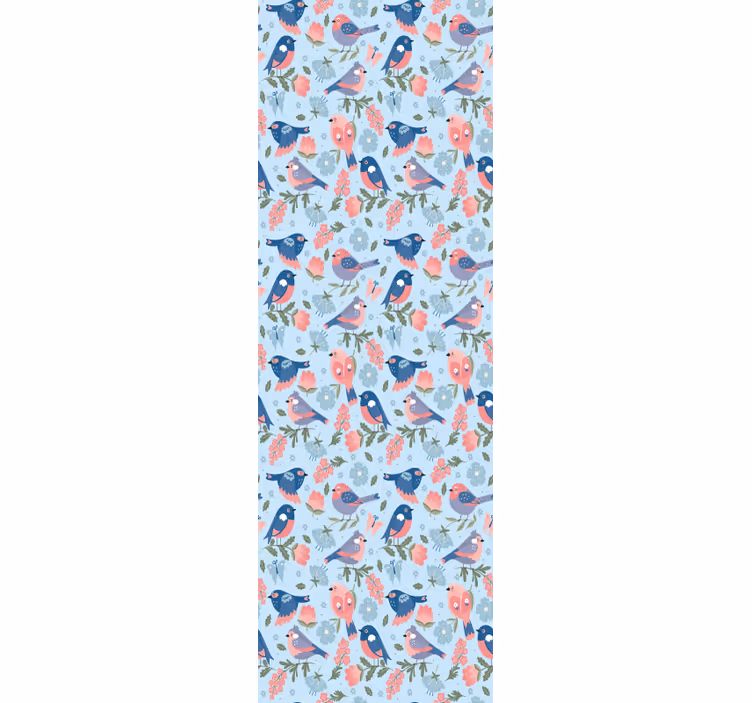 Papel mural pájaros patrón floral de pájaros - TenVinilo