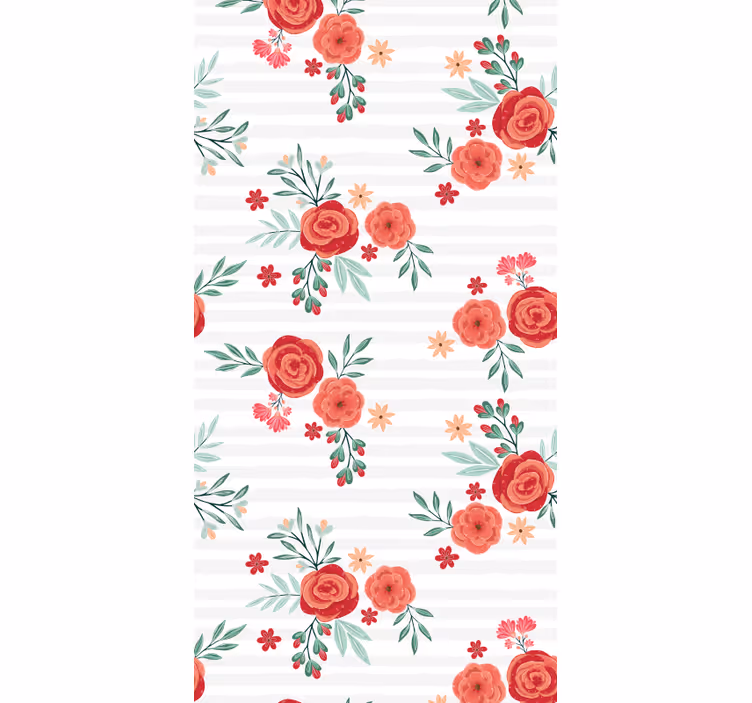 Papel pintado flores patrón de rayas florales - TenVinilo