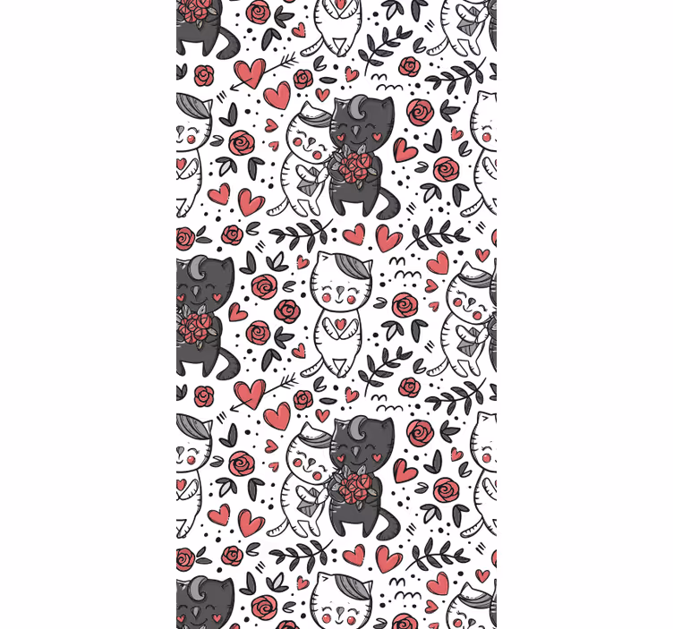Papel mural gatos delicia floral felina - TenVinilo